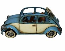 Coche convertible vintage de juguete de hojalata Volkswagen Beetle azul y blanco 1/64 segunda mano  Embacar hacia Argentina
