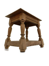 Antigua mesa auxiliar estilo granero taburete madera tallada roble muleta pedestal granja s segunda mano  Embacar hacia Argentina