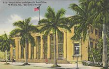 Postal de lino vintage de Florida Ft Myers Royal Palms oficina de correos al aire libre segunda mano  Embacar hacia Argentina