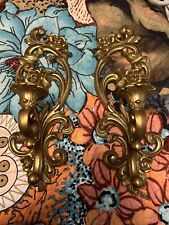 Vintage Syroco Hollywood Regency Wall Sconces Mcm Candle Holders Set 2 for sale  Shipping to South Africa