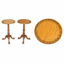 PAIR OF ANTIQUE VICTORIAN SHERATON CLAW & BALL SATINWOOD TRIPOD SIDE END TABLES for sale  Shipping to South Africa