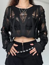 Blusa de malha gótica sexy suéter fino feminina verão chique crop tops comprar usado  Enviando para Brazil