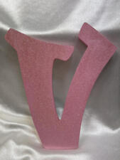 Estojo superior cursivo 9" letra V pendurado na parede glitter rosa hobby lobby excelente comprar usado  Enviando para Brazil