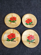 Conjunto de 4 porta-copos ou pratos de lanche vintage de bambu Tiki Bar flor de hibisco MCM comprar usado  Enviando para Brazil