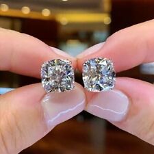 Pendientes de tachuelas de diamantes para mujer de corte cojín de 3 quilates con acabado en oro blanco de 14 K segunda mano  Embacar hacia Mexico