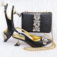 Conjunto de sapatos e bolsas femininas clássicas estilo verniz em relevo decoração diamante grande comprar usado  Enviando para Brazil