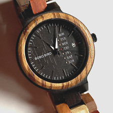 Reloj analógico de madera grande estilo bobo bird para hombre días de la semana y fecha, usado segunda mano  Embacar hacia Argentina