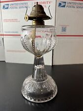 Lámpara de aceite de vástago de vidrio con patrón de pie de pavo sin 2 collares principios de 1900  segunda mano  Embacar hacia Argentina