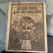 Programa de circo de animais selvagens Golden Bros. 4 anéis 1927 comprar usado  Enviando para Brazil