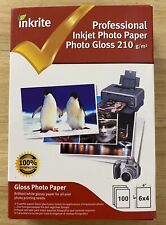 INKRITE INKJET PHOTO PAPER 100 SHEETS GLOSS GLOSSY 210 GSM 6X4 A6 Printer Qualty for sale  Shipping to South Africa