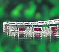 15Ct Emerald Cut Simulated Ruby Women's Wedding Bracelet 14K White Gold Plated, usado segunda mano  Embacar hacia Argentina