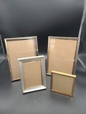 Vintage Lot Of 4 Brass/Gold-Tone Embossed Metal Easel-Back Picture Frames for sale  Shipping to South Africa