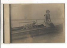 RPPC BARCO NAVIO BARCO A MOTOR BELA MULHER CANOA LANCHA WISCONSIN FOTO REAL comprar usado  Enviando para Brazil