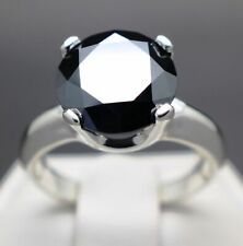 6.90 Ct Certified Black Diamond Ring in Sterling Silver AAA Great shine & Luster for sale  Shipping to South Africa