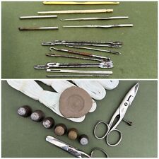 Vintage Job Lot Sewing Brass Thimbles, Needles, Hooks And Scissors for sale  Shipping to South Africa