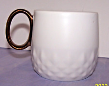 Starbucks 2013 Embossed Diamond Gold Handle Mug Cup 12 oz Collectible WHITE for sale  Shipping to South Africa