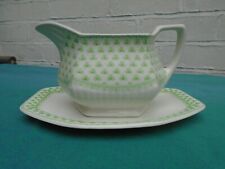 Adams English Ironstone Gravy Boat and Stand Green Shamrock VGC, used for sale  TAMWORTH