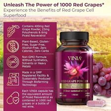 Vinia Red Grape Powder Rapid Absorção Resveratrol 30 Cápsulas Vegetais comprar usado  Enviando para Brazil