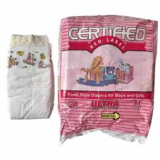 VTG Plastic Backed Diapers Sz MED 12-24 lb 19 Count Open Pack 1997 Bears Baby for sale  Shipping to South Africa