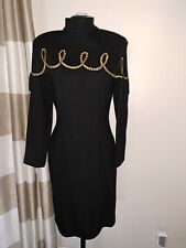 Usado, Vestido preto vintage Lillie Rubin exclusivo com bordado de corda dourada feminino... comprar usado  Enviando para Brazil