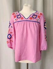 Blusa popover bordada feminina Boden Reino Unido 12 EUA 8 rosa gaze, usado comprar usado  Enviando para Brazil
