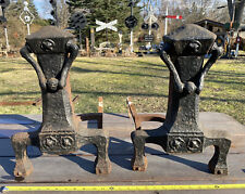 Vintage Cast Iron Fireplace Andirons Firedogs Knockers 27.5 Pounds Unboxed for sale  Shipping to South Africa