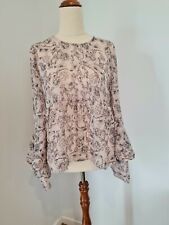 Blusa floral rosa para mujer Aeropostale talla pequeña transparente mangas con volantes segunda mano  Embacar hacia Mexico