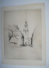 George  Plowman Listed Artist Etching, Old South Church, Boston for sale  Shipping to South Africa