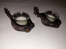 Home decorations set of two boot spur candles cowboys Cabin emergency light for sale  Shipping to South Africa