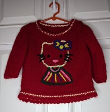 Hecho a mano Hello Kitty Crochet Rojo Suéter Niño Talla 5/6 (Ver medidas), usado segunda mano  Embacar hacia Argentina