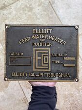 Painel purificador aquecedor de água industrial Elliott Co placa de latão Pittsburgh comprar usado  Enviando para Brazil