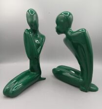 Figuras firmadas de artista de cerámica verde de 9,5" de cerámica verde de colección años 80 segunda mano  Embacar hacia Argentina