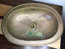 Vintage Hammered Brass Wash Basin Sink 18 X 13.5” Van Camper Bathroom Uncleaned for sale  Shipping to South Africa
