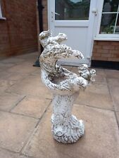 Used, Garden patio bird bath  with two squirrel at the  bowl stand 68cm, bowl 30cm  for sale  ST. ALBANS