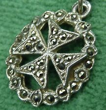 Vintage Marcasite Maltese Cross Pendant and 17" Chain, used for sale  SUNDERLAND