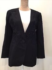 Blazer ESCADA preto floral bordado/frisado jaqueta designer tamanho 38/EUA 4/6 comprar usado  Enviando para Brazil