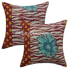 Capa almofada indiana floral feita à mão Kantha 100% algodão decoração de sofá para casa conjunto com 2 peças, usado comprar usado  Enviando para Brazil