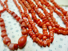 antique 41" long real CORAL bead salmon pink art deco flapper necklace -P221, used for sale  LONDON