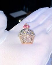 Pingente de bolo cluster de moissanita real corte redondo 3,00 ct folheado a ouro rosa 14K comprar usado  Enviando para Brazil