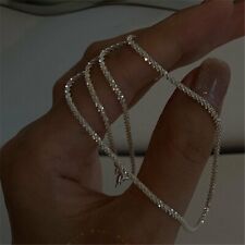Fashion 925 Silver Gypsophila Flash Chain Necklace Clavicle Women Jewelry Gifts for sale  Shipping to Canada