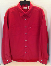 Camisa de mezclilla Levis Jeans de colección para hombre L roja manga larga botones de metal trabajo pesado años 90 segunda mano  Embacar hacia Argentina