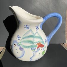 Vintage Large WCL Pottery Snowman Pitcher Snowflake Winter Christmas for sale  Shipping to South Africa