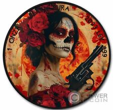 Pistola Santa Muerte Negra Platino 1 Oz Moneda de Plata México 2023 segunda mano  Embacar hacia Argentina