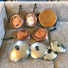 Vintage Revere Ware Set 9 Piece Lot Copper Clad Cookware Pots Stock Sauce Lids for sale  Shipping to South Africa