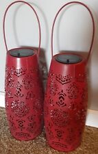 Solar Lanterns 15" Waterproof 2 Pk Outdoor Hanging Light Retro Garden Decor Red, used for sale  Shipping to South Africa