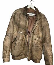 mens tan leather bomber jacket for sale  MORECAMBE