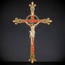 37.4" Crucifix Antique | Wooden Church Wall Cross | 1800s Wood Carved Jesus _ for sale  Shipping to South Africa