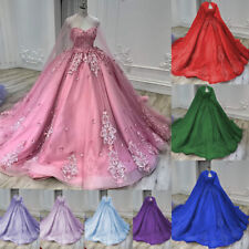 Used, Sweet 16 Quinceanera Dresses with Cape 3D Flowers Glitter Pageant Prom Ball Gown for sale  Shipping to South Africa