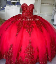 Vestido de baile 15 anos vestidos Quinceanera princesa vermelha ouro rosa apliques nascimento comprar usado  Enviando para Brazil