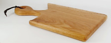 Solid Oak Charcuterie Board Cheese Platter Server Tray Handcrafted Leather Strap for sale  Shipping to South Africa